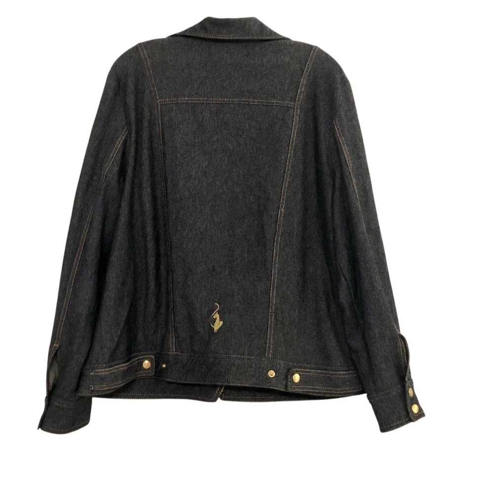 Vintage Y2K Baby Phat Dark Denim Jacket with Gold-Tone Zippers & Studs Size 2X - Picture 8 of 10